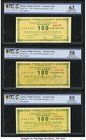 Greece Treasury Note Bank of Greece 100,000,000 Drachmai 17.10.1944 Pick 156 Three Examples PCGS Gold Shield Choice UNC 63; Choice AU 58; About UNC 55...