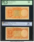 Greece Bank of Greece 10,000 Drachmai ND (1947); 29.12.1947 Pick 178a; 182c Two Examples PCGS Very Fine 20; PCGS Gold Shield Choice VF 35. 

HID098012...