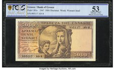 Greece Bank of Greece 5000 Drachmai 9.5.1947 Pick 181a PCGS Gold Shield About UNC 53. 

HID09801242017