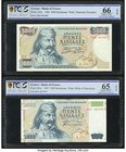 Greece Bank of Greece 5000 Drachmaes 23.3.1984; 1.6.1997 Pick 203a; 205a Two Examples PCGS Gold Shield Gem UNC 66 OPQ; Gem UNC 65 OPQ. 

HID0980124201...