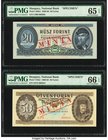 Hungary Hungarian National Bank 20; 50 Forint 28.10.1975; 10.1.1989 Pick 169s3; 170s2 Two Specimens PMG Gem Uncirculated 65 EPQ; Gem Uncirculated 66 E...