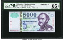 Hungary Hungarian National Bank 5000 Forint 1999 Pick 182s Specimen PMG Gem Uncirculated 66 EPQ. 

HID09801242017