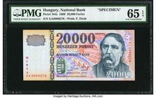 Hungary Hungarian National Bank 20,000 Forint 1999 Pick 184s Specimen PMG Gem Uncirculated 65 EPQ. 

HID09801242017