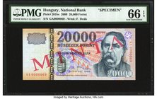 Hungary Hungarian National Bank 20,000 Forint 2009 Pick 201bs Specimen PMG Gem Uncirculated 66 EPQ. 

HID09801242017