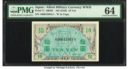 Japan Allied Military Currency WWII 10 Yen ND (1945) Pick 71 PMG Choice Uncirculated 64. 

HID09801242017