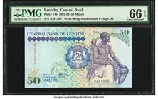 Lesotho Central Bank 50 Maloti 1992 Pick 14a PMG Gem Uncirculated 66 EPQ. 

HID09801242017