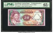Swaziland Central Bank 20 Emalangeni 1981 Pick 7a Diamond Jubilee Commemorative PMG Gem Uncirculated 65 EPQ. 

HID09801242017
