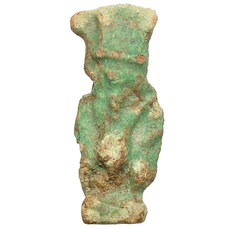 EGIPTO. AMULETO DE BAJA ÉPOCA (664-525 a.C.). Divinidad Bes. Fayenza. Altura 24 ...