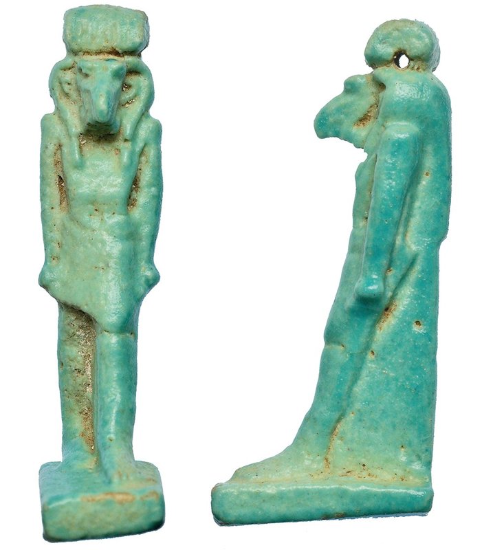 EGIPTO. AMULETO DE BAJA ÉPOCA (664-525 a.C.). Divinidad Thot. Fayenza vitrificad...