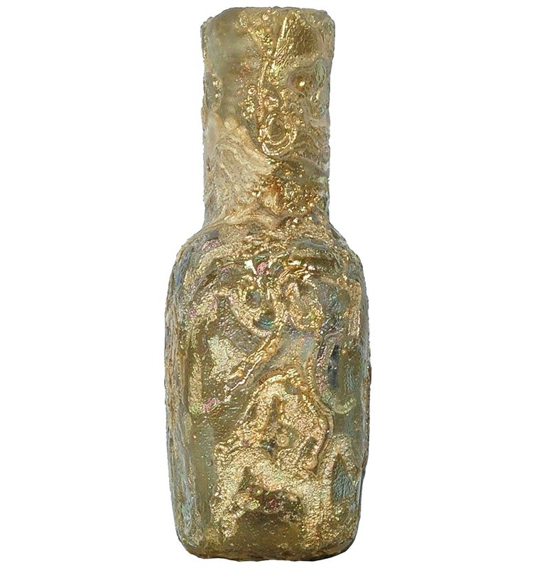 ROMA. Ungüentario con irisaciones (s. II-III d.C.). Vidrio. Decorado con formas ...