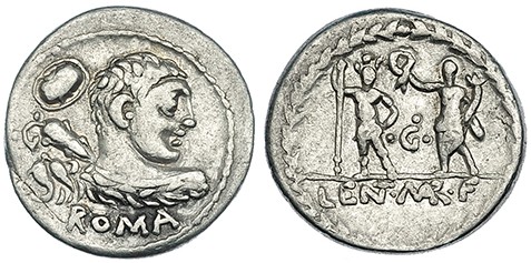 CORNELIA. Denario. Roma (100 a.C.). Letra G rodeada de 3 puntos en anv. y rev. F...