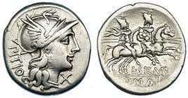 SEMPRONIA. Denario. Roma (148 a.C.). R/ Los Dióscuros a caballo a der., encima estrellas. FFC-1107. SB-2. MBC-/MBC.