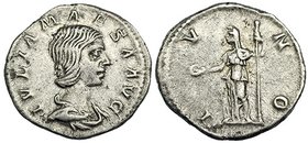 JULIA MAESA, abuela de Heliogábalo. Denario. Roma (218-220). R/ Juno a izq. con pátera y cetro. RIC-254. CH-16. MBC.