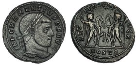 MAJENCIO. Follis. Ostia (309-312). R/ Cástor y Pólux; AET - ERNITAS - AVG. N. - MOSTQ. RIC-35. MBC.