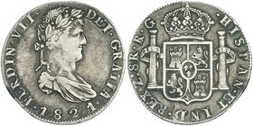 8 reales. 1821. Zacatecas. RG. VI-1209. Leves oxidaciones. MBC-/MBC.