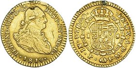Escudo. 1819. Popayán. FM. VI-1285. Soldaduras en canto y rayita. MBC.
