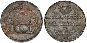 Medalla. AE-20 mm. Al feliz natalicio del Príncipe de Asturias. Segovia. 1857. R.B.O. EBC-.