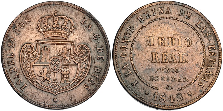 1/2 real. 1848. Madrid. VI-113. MBC-.