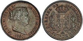 5 céntimos de real. 1860. Segovia. VI-126. R.B.O. EBC-.