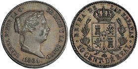 10 céntimos de real. 1864. Segovia. VI-141. MBC+. Escasa.