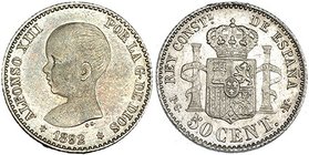 50 céntimos. 1892*9-2. Madrid. PGM, VII-141. SC.