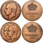 2 medallas. 22 de Noviembre de 1975. Juan Carlos y Sofía y Juan Carlos I. AE-80 mm ambas.