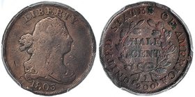 ESTADOS UNIDOS. 1/2 centavo. 1803. PCGS-edge damaged. F. Details.