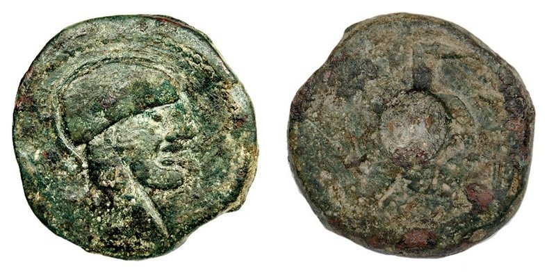 FLORENTIA-ILTURIR-ILIBERRI. As. A/ Cabeza masculina con casco a der. R/ Trisquel...