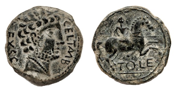 TOLETUM. As. A/ Cabeza masculina barbada, pequeña, a der., delante ley. externa ...