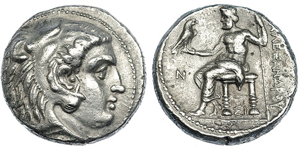 MACEDONIA. Alejandro III. Tetradracma. Sidón (321-320 a.C.). A/ Cabeza de Herakl...