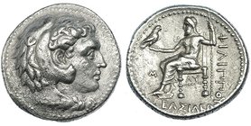 MACEDONIA. Filipo III. Tetradracma. Babilonia (323-317 a.C.). A/ Cabeza de Herakles con leonté a der. R/ Zeus entronizado a izq. con águila y cetro; d...