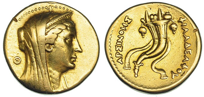 EGIPTO. Arsínoe II bajo Ptolomeo II. Octodrama (c. 253-243 a.C.). A/ Cabeza de A...