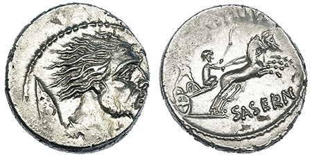 HOSTILIA. Denario. Roma (48 a.C.). A/ Cabeza de galo (Vercingetorix?) a der., de...