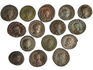 15 antoninianos de Galieno (3), Claudio II (1), Aureliano (2), Probo (4) y Carino (5). De MBC- a EBC.