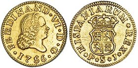 1/2 escudo. 1756. Sevilla. PJ. VI-431. Finas rayitas. EBC.