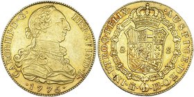 8 escudos. 1775. Madrid. PJ. VI-1622. EBC-. Muy escasa.
