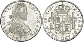 8 reales. 1809. Méjico. TH. VI-1083. Bonita acuñación. Pleno B.O. EBC+/SC.