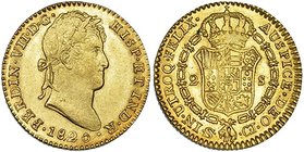 2 escudos. 1820. Sevilla. CJ. VI-1389. EBC-. Escasa.