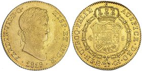 4 escudos. 1819. Madrid. GJ. VI-1424. Pequeñas marcas. MBC/MBC+. Muy escasa.