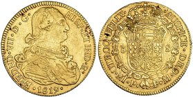 8 escudos. 1819. Popayán. FM. VI-1523. Pequeñas marcas y hojas en rev. MBC.