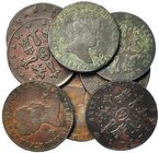 8 monedas de 8 maravedís de Segovia: 1839, 41, 42, 43, 44, 46, 47 y 48. De BC+ a MBC+.