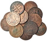 13 monedas diferentes de 8 maravedís de Jubia (1835-1850). De BC+ a MBC+.