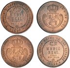 4 monedas diferentes de medio real de Segovia (1850, 1851, 1852 y 1853). MBC-/MBC+.