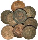 11 monedas diferentes de 10 céntimos de real (1854-1864). Colección completa. De BC+ a EBC.