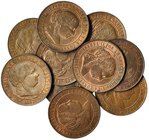 10 monedas de 2 1/2 céntimos de escudo, 1867 Segovia. R.B.O. De MBC a EBC.