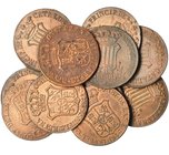 12 monedas diferentes de 6 cuartos Barcelona -1836, 1837, 1838, 1839, 1840, 1841 (2: con 5 y 7 pétalos), 1843, 1844, 1845 y 1846 (2: con 5 y 7 pétalos...