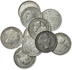 10 monedas diferentes de 1 real de Sevilla 1852, 1853, 1854, 1855, 1858, 1859, 1860, 1862, 1863 y 1864. De MBC- a EBC-.