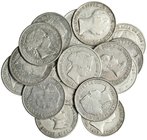 17 monedas diferentes de 4 reales 1841-1864. Barcelona (5), Madrid (9) y Sevilla (3). MBC-/MBC.