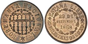 25 milésimas de escudo. 1868. Segovia. VII-7. B.O. EBC/EBC+.
