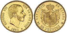 25 pesetas. 1884*18-84. Madrid. MSM. VII-113. EBC.